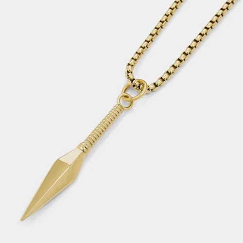 Vitaly Design  316L Stainless Steel Round Box Chain with Weapon Pendant Versatile for Mens Necklace Gifts