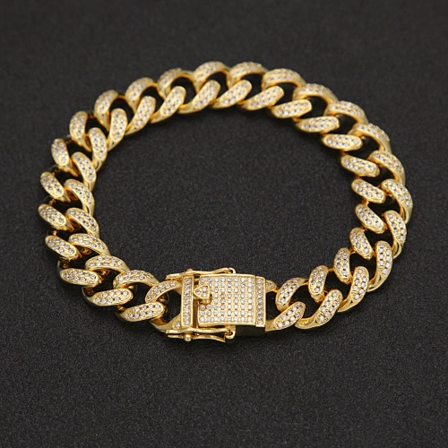 Pave Zircon Hip-hop Style Ornament 8 Inch Cuba Bracelet Plated Chain Bracelet Jewelry