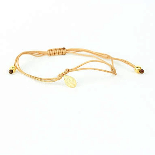 Simple Handmade Braided Macrame Girl Bracelets 18K Gold Plated 316L Stainless Steel Leaves Rope Bracelets For Women