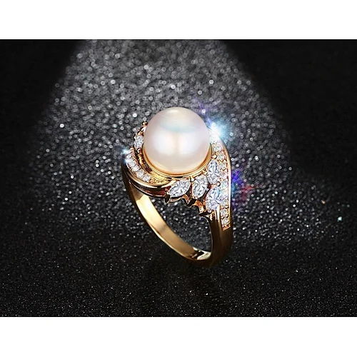 Pearl Engagement Finger Ring