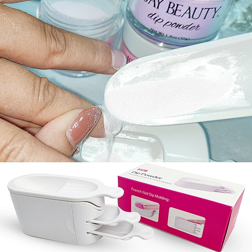 Makartt Dipping Powder Container Nail Dip Tray French Manicure Molding, Beige