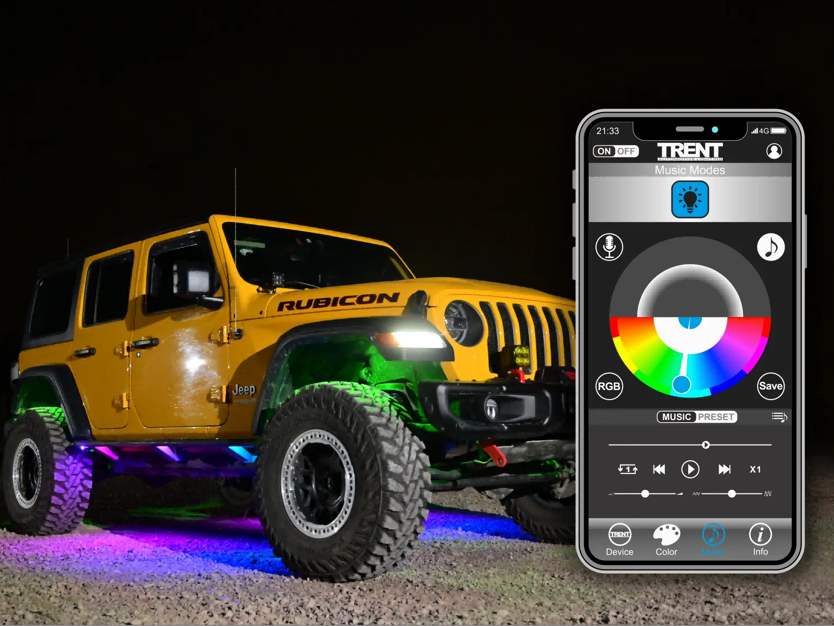 underglow lighting kit, App ambient lighting, app control lighting for car, underbody light kit