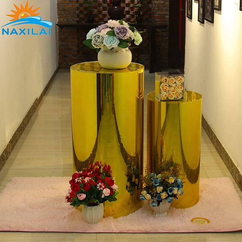 Naxilai Silver/ Gold Flower Stands Cylinder Plinth Wedding Pillars