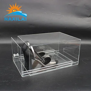 Naxilai High Transparent Dron Front Plastic Clear Glass Shoe Display Case