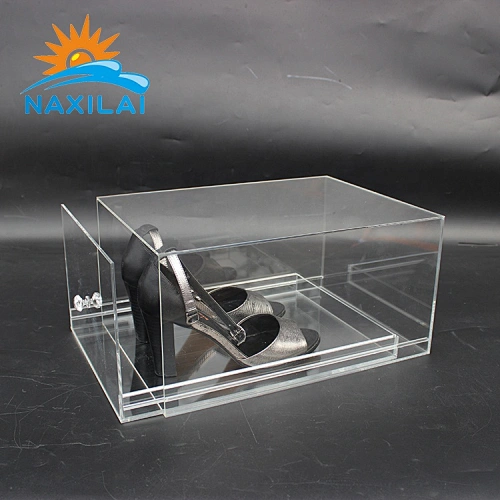 Naxilai High Transparent Dron Front Plastic Clear Glass Shoe Display Case