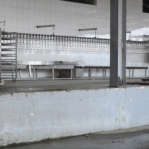 chicken birds slaughterhouse butchery automatic crate rolling type conveyor equipment