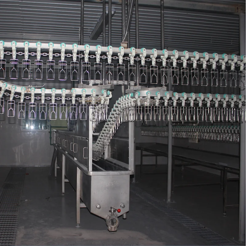 Chicken quail abattoire slaughterhouse halal meat overhead conveyor line  processing equipment