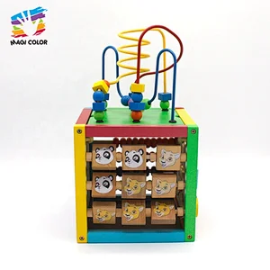 OEM/ODM multi-funtction activity cube wooden educational toys for kids W11B137