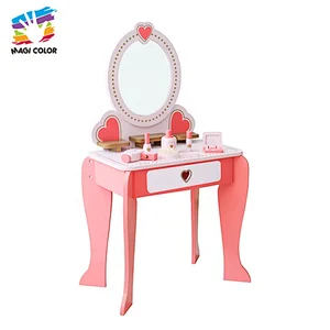 Ready To Ship girls pink wooden dressing table with mirror and stool W08H102