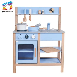 Ready To Ship blue wooden kids pretend kitchen toy with low price W10C457C