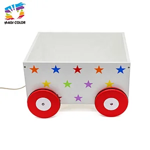 Ready To Ship kids wooden toy storage box with 4 wheels W08C128
