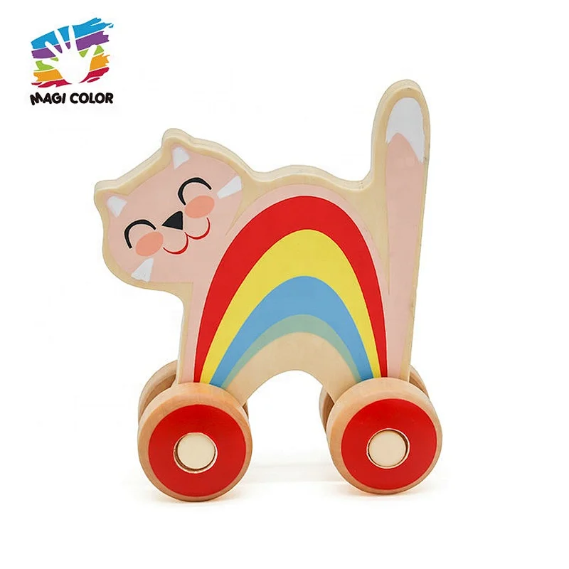 OEM / ODM colorful mini animal wooden cars for toddlers W04A411