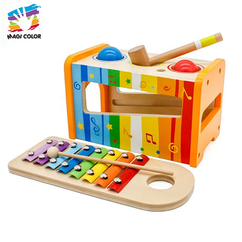 Ready To Ship baby wooden musical toys with pound and tap bench W07C068
