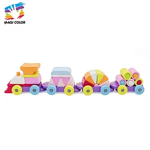 Ready To Ship educational wooden stacking train toy for kids W04A392