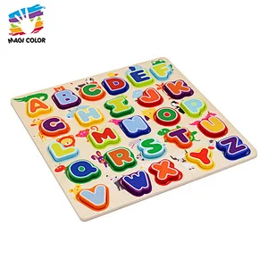 Ready To Ship educational baby wood toy animal alphabet puzzle for early learning W14B113