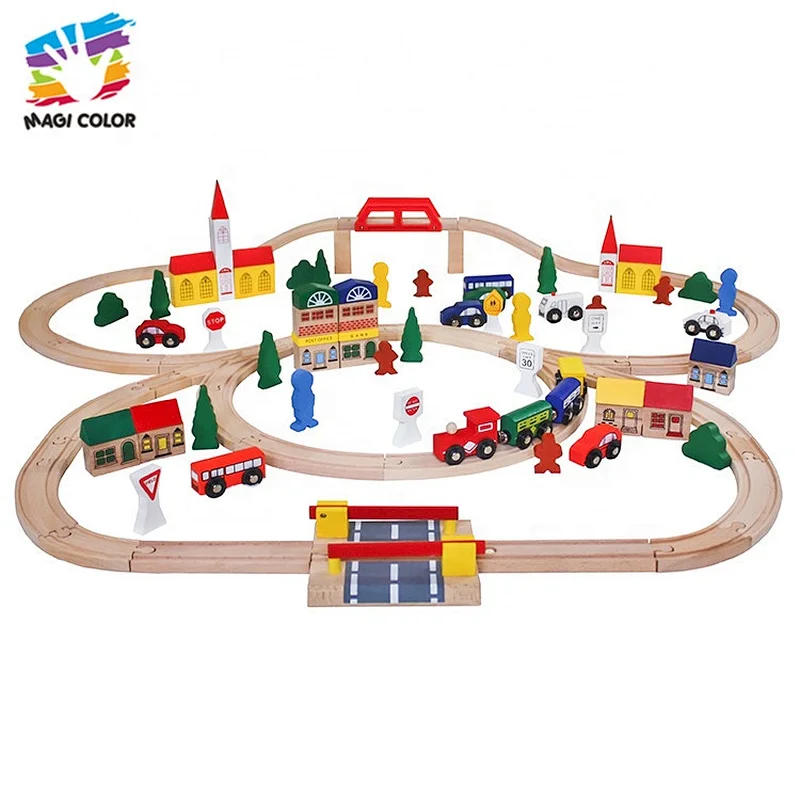 Ready To Ship 100PCS educational wooden toy train set for baby W04C080B