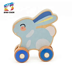 OEM/ODM lovely animal shape wooden toy car for baby W04A412