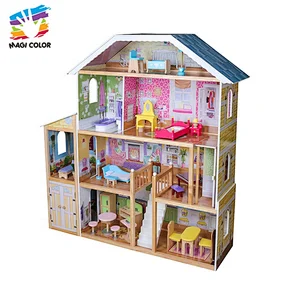 Ready To Ship children big wooden doll house set for pretend play W06A358B