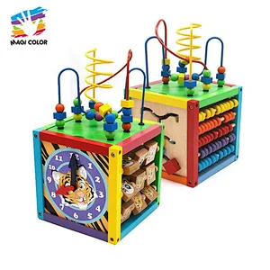 OEM/ODM multi-funtction activity cube wooden educational toys for kids W11B137