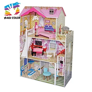 Ready To Ship 3 floors kids wooden doll house toy for wholesale W06A215