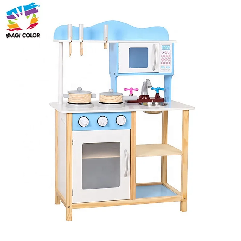 Ready To Ship blue wooden role play kitchen for children W10C404B