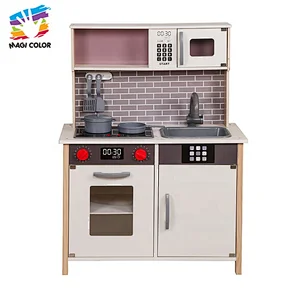 2020 Ready to ship boys wooden kitchen toy with electronic stove W10C528