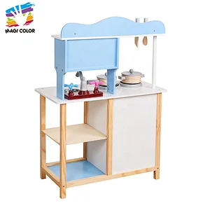 Ready To Ship blue wooden role play kitchen for children W10C404B