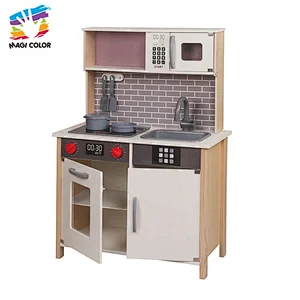 2020 Ready to ship boys wooden kitchen toy with electronic stove W10C528
