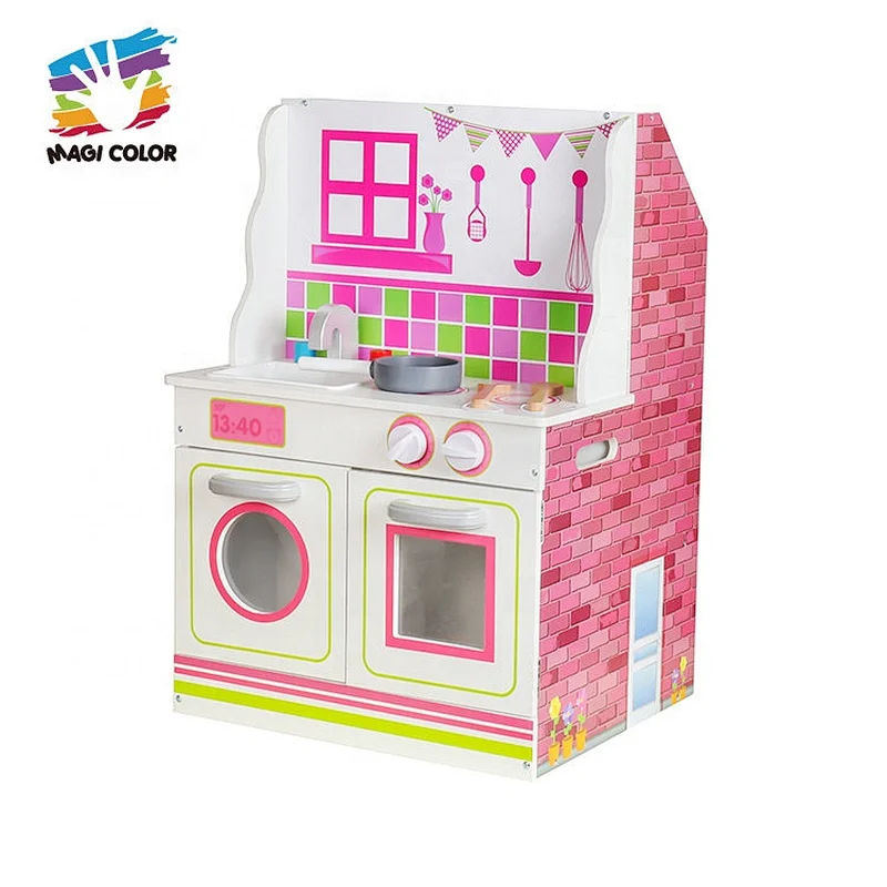 Ready To Ship pink wooden children dollhouse for pretend W06A382