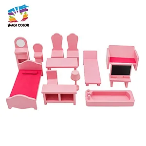 Ready To Ship pink wooden children dollhouse for pretend W06A382