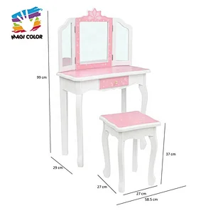 On sale children pink wooden dressing table set with mirror W08H126A