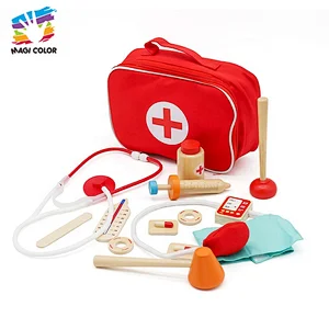 On sale pretend wooden doctor toy play set for kids W10D274