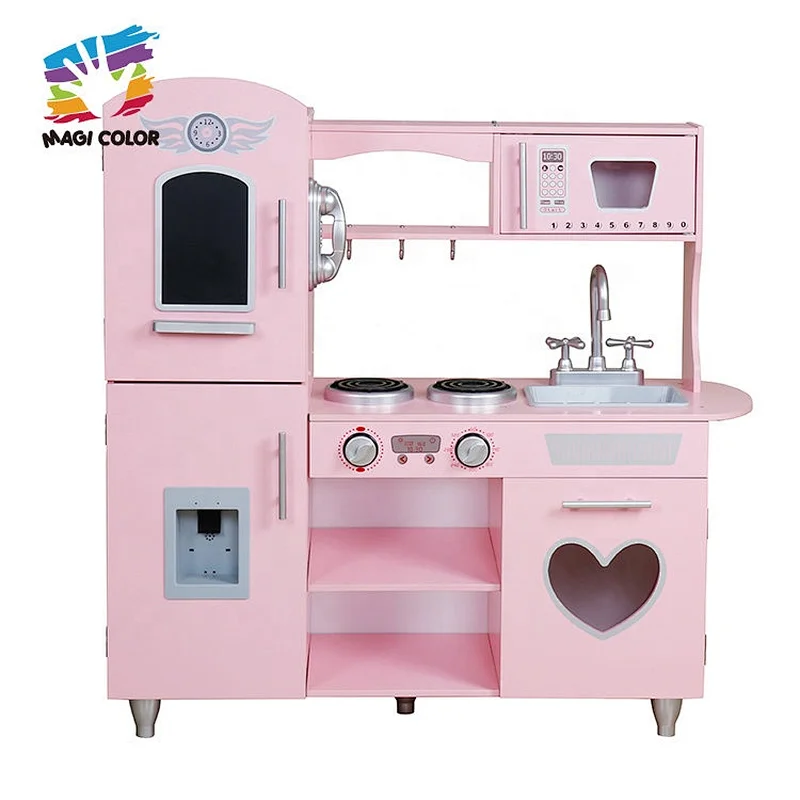 On sale pink wooden toys kitchen play set for girls W10C566