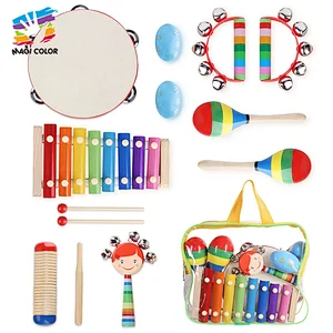 Most popular wooden rainbow color music instrument set for kids W07A186