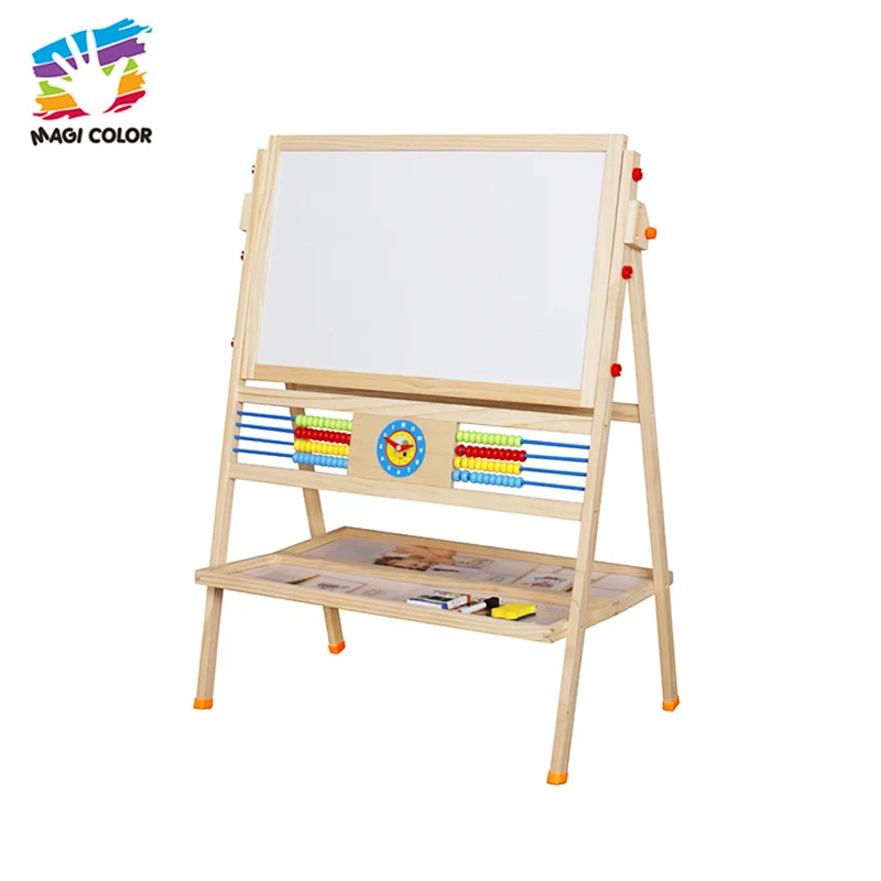 Kids educational toy double side wooden drawing board with abacus W12B222
