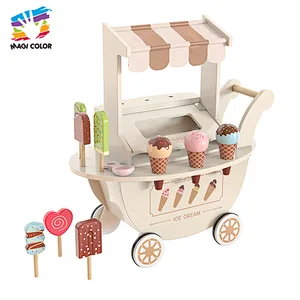 Customize store pretend play wooden ice cream cart toy for kids W10A148