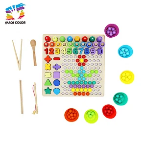 3 In 1 Educational Colorful Puzzle Board Kids Wooden Clip Beads Toy W12F130