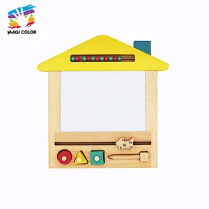 Kids educational toy double side wooden drawing board with abacus W12B222