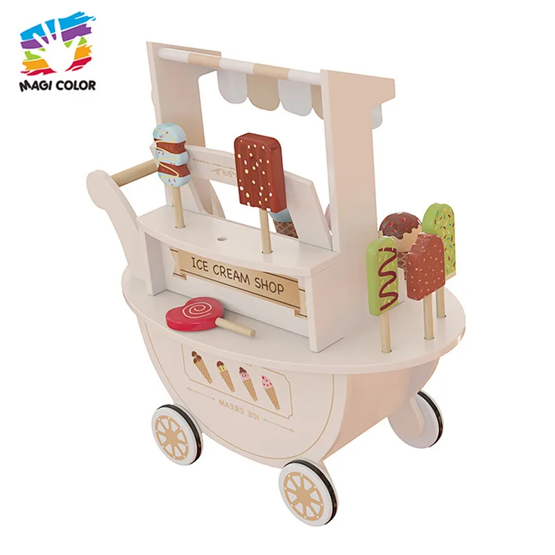 Customize store pretend play wooden ice cream cart toy for kids W10A148