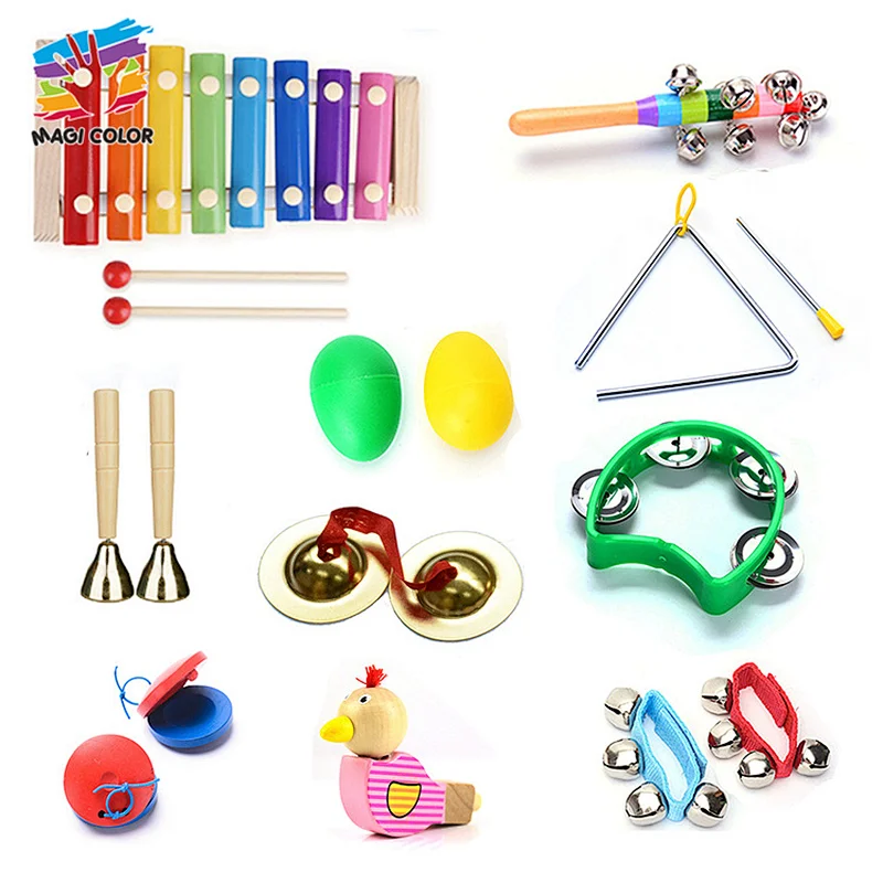 High quality kids educational toy 10pcs wooden music instrument set W07A190