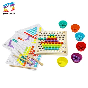 Multifunctional Educational Toy Wooden Clip Beads Puzzle Board For Kids W12F113
