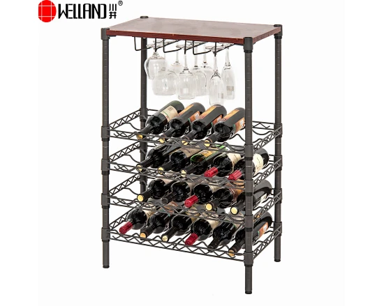 prateleira de garrafa de vinho de metal