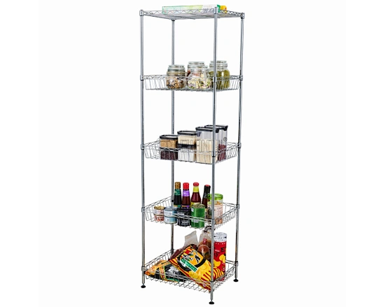 estante de canasta de alambre de cocina