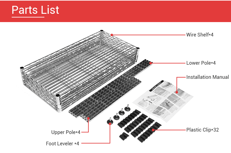 wire shelving parts