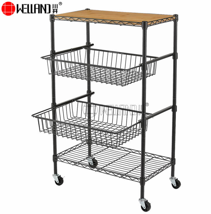 carrello da cucina in filo metallico