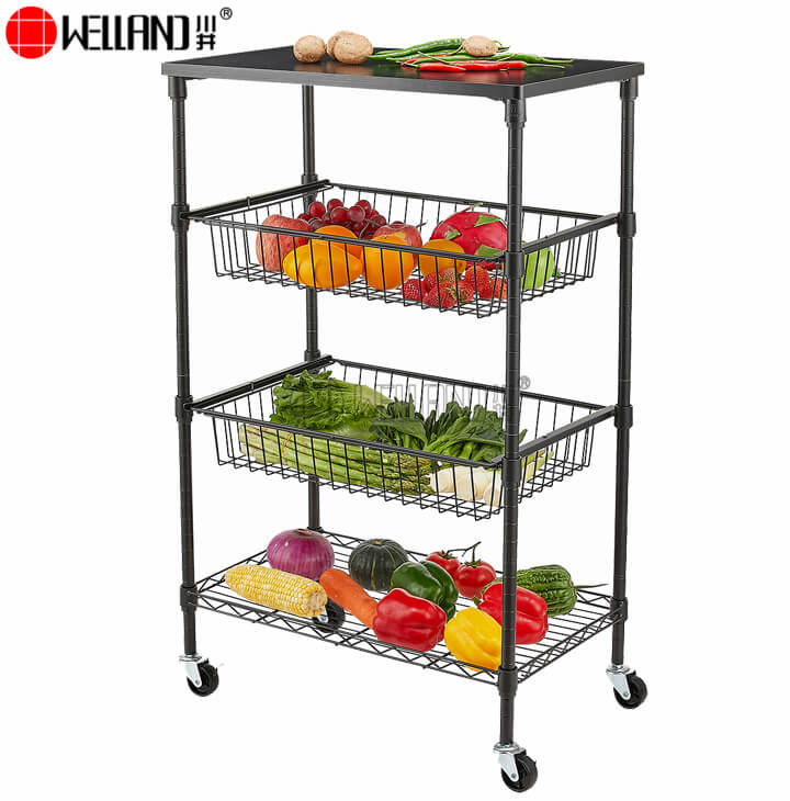 chariot de stockage de légumes de fruits de cuisine