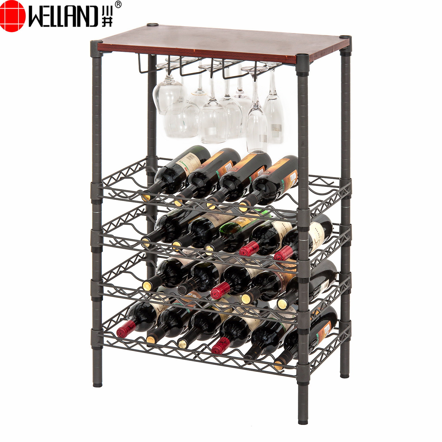 prateleira de arame de vinho preto