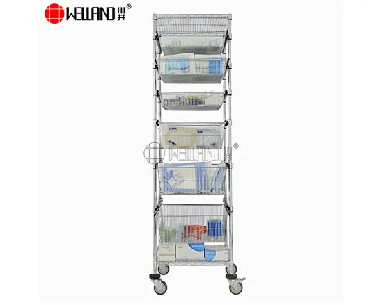 commercial wire basket shelf cart