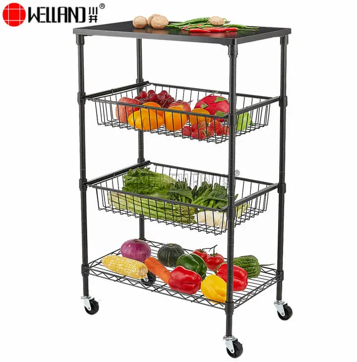 Newly Designed Adjustable Metal Wire Kitchen Carts in 2021