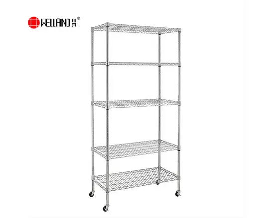 Multifunction 5 Tiers Chrome Wire Storage Shelves for Kitchen